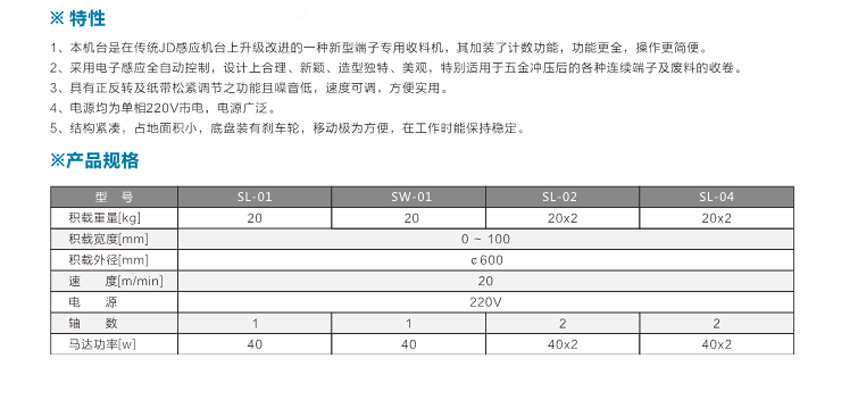 端子專用收料機SW-01臥式單盤